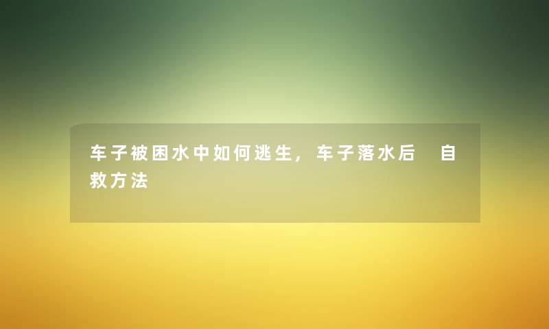 车子被困水中如何逃生,车子落水后 自救方法 车子被困水中如何逃生,车子落水后 自救方法