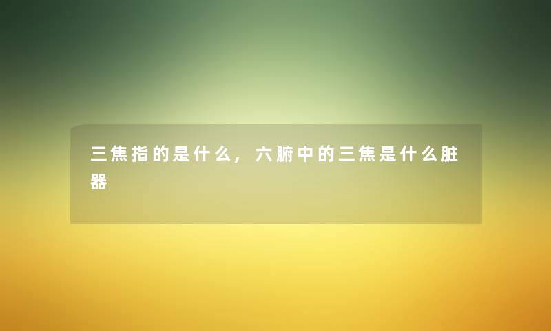 三焦指的是什么,六腑中的三焦是什么脏器 三焦指的是什么,六腑中的三焦是什么脏器