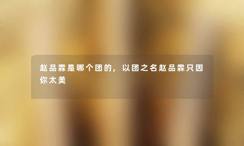 赵品霖是哪个团的,以团之名赵品霖只因你太美
