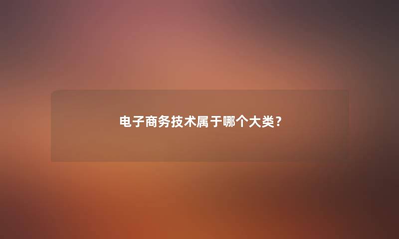 电子商务技术属于哪个大类？