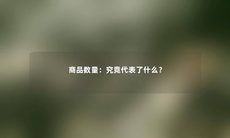 商品数量：究竟代表了什么？