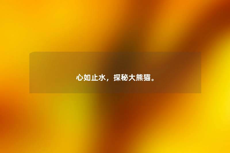心如止水,探秘大熊猫。 心如止水,探秘大熊猫。