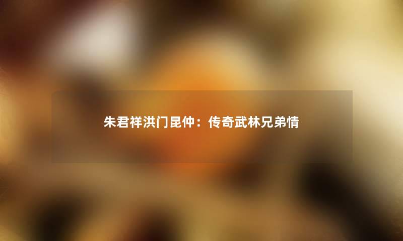 朱君祥洪门昆仲:传奇武林兄弟情 朱君祥洪门昆仲:传奇武林兄弟情