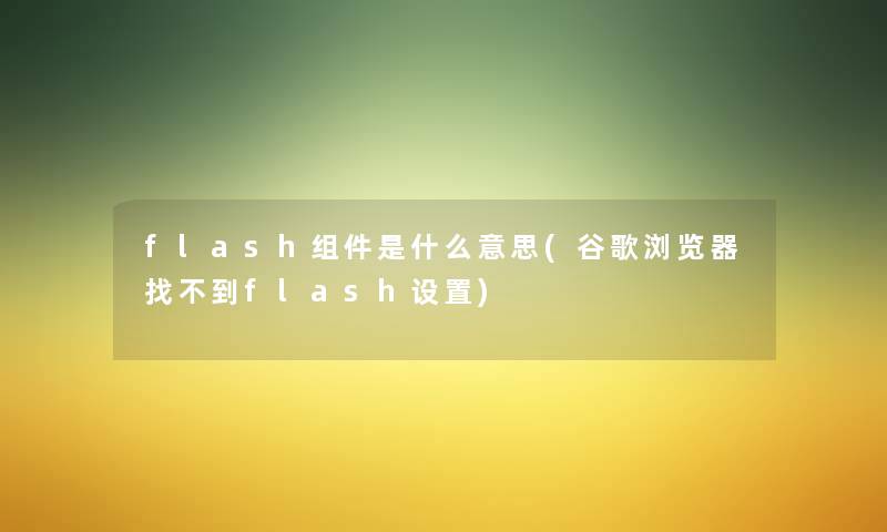 flash组件是什么意思(谷歌浏览器找不到flash设置) flash组件是什么意思(谷歌浏览器找不到flash设置)