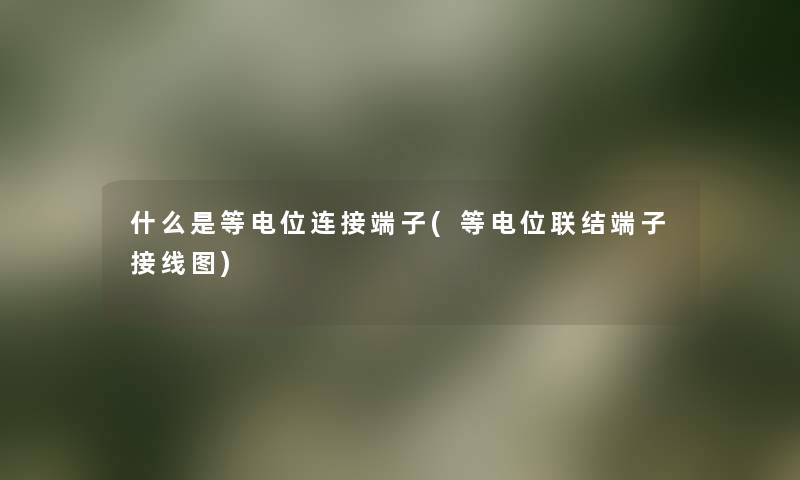 什么是等电位连接端子(等电位联结端子接线图) 什么是等电位连接端子(等电位联结端子接线图)