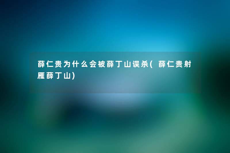 薛仁贵为什么会被薛丁山误杀(薛仁贵射雁薛丁山) 薛仁贵为什么会被薛丁山误杀(薛仁贵射雁薛丁山)