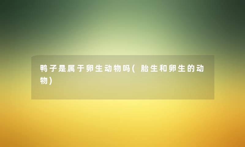 鸭子是属于卵生动物吗(胎生和卵生的动物) 鸭子是属于卵生动物吗(胎生和卵生的动物)