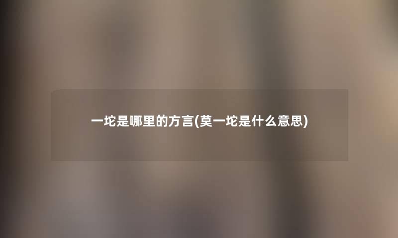 一坨是哪里的方言(莫一坨是什么意思) 一坨是哪里的方言(莫一坨是什么意思)