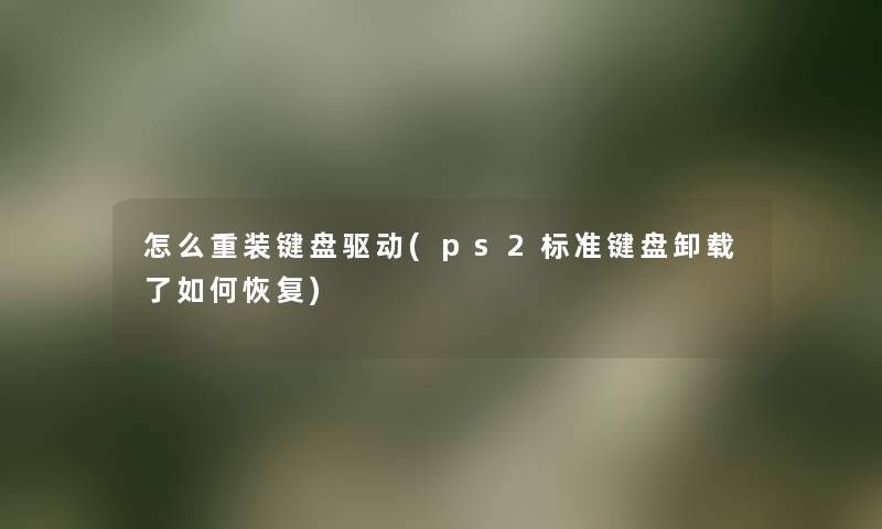 怎么重装键盘驱动(ps2标准键盘卸载了如何恢复) 怎么重装键盘驱动(ps2标准键盘卸载了如何恢复)