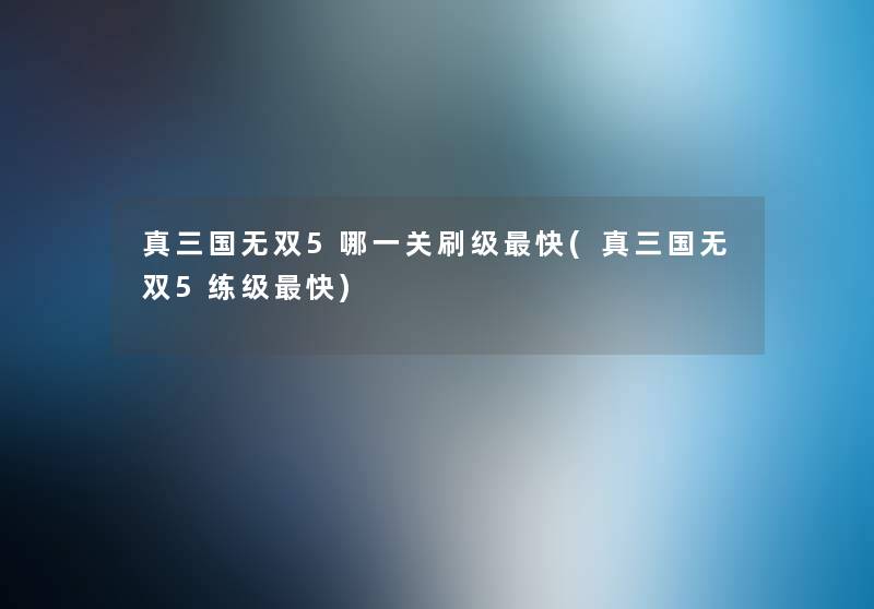 真三国无双5哪一关刷级快(真三国无双5练级快) 真三国无双5哪一关刷级快(真三国无双5练级快)