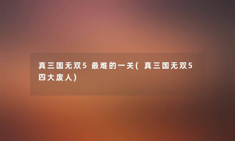 真三国无双5难的一关(真三国无双5四大废人) 真三国无双5难的一关(真三国无双5四大废人)