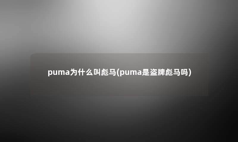 puma为什么叫彪马(puma是盗牌彪马吗) puma为什么叫彪马(puma是盗牌彪马吗)