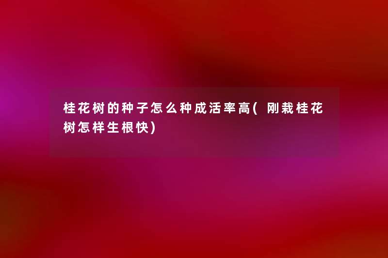 桂花树的种子怎么种成活率高(刚栽桂花树怎样生根快) 桂花树的种子怎么种成活率高(刚栽桂花树怎样生根快)