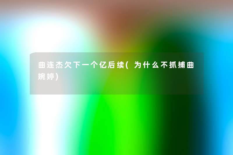 曲连杰欠下一个亿后续(为什么不抓捕曲婉婷) 曲连杰欠下一个亿后续(为什么不抓捕曲婉婷)