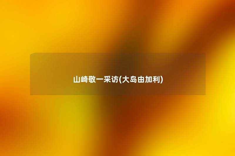 山崎敬一采访(大岛由加利) 山崎敬一采访(大岛由加利)