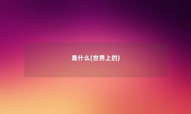 是什么(世界上的) 是什么(世界上的)