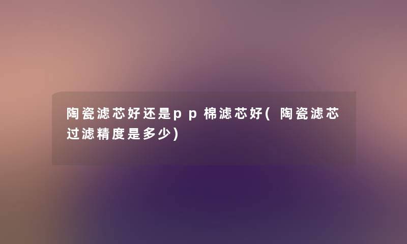 陶瓷滤芯好还是pp棉滤芯好(陶瓷滤芯过滤精度是多少) 陶瓷滤芯好还是pp棉滤芯好(陶瓷滤芯过滤精度是多少)