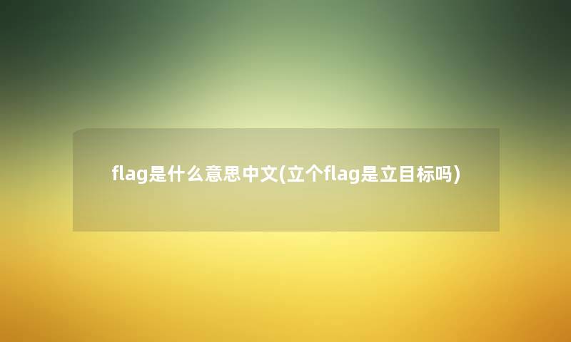 flag是什么意思中文(立个flag是立目标吗) flag是什么意思中文(立个flag是立目标吗)