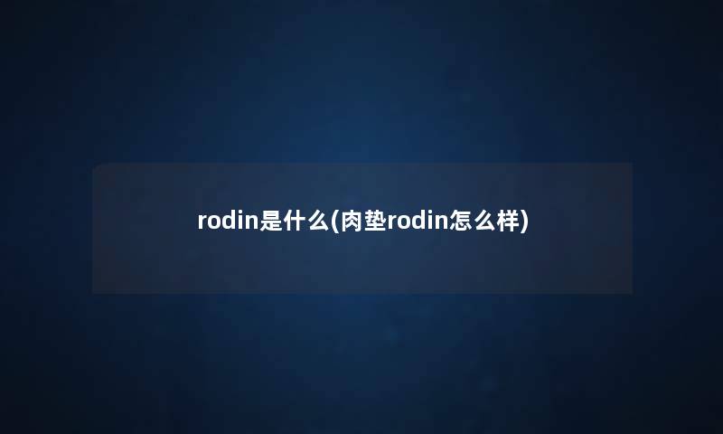 rodin是什么(肉垫rodin怎么样) rodin是什么(肉垫rodin怎么样)