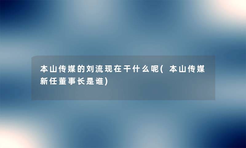 本山传媒的刘流干什么呢(本山传媒新任董事长想象中哈是谁)