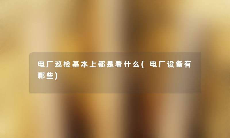 电厂巡检基本上都是看什么(电厂设备有哪些) 电厂巡检基本上都是看什么(电厂设备有哪些)