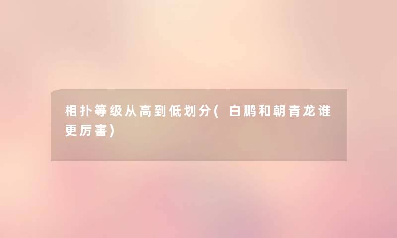相扑等级从高到低划分(白鹏和朝青龙谁更厉害) 相扑等级从高到低划分(白鹏和朝青龙谁更厉害)