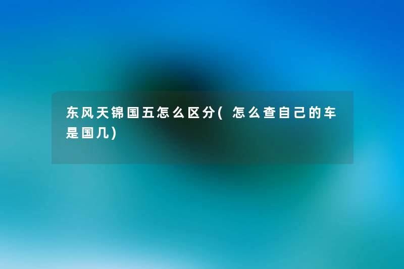 东风天锦国五怎么区分(怎么查自己的车是国几) 东风天锦国五怎么区分(怎么查自己的车是国几)
