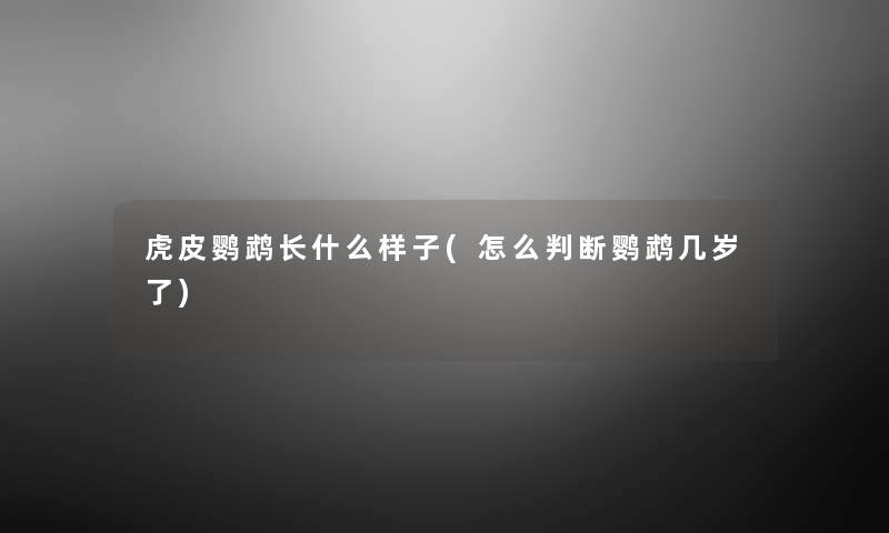 虎皮鹦鹉长什么样子(怎么判断鹦鹉几岁了) 虎皮鹦鹉长什么样子(怎么判断鹦鹉几岁了)