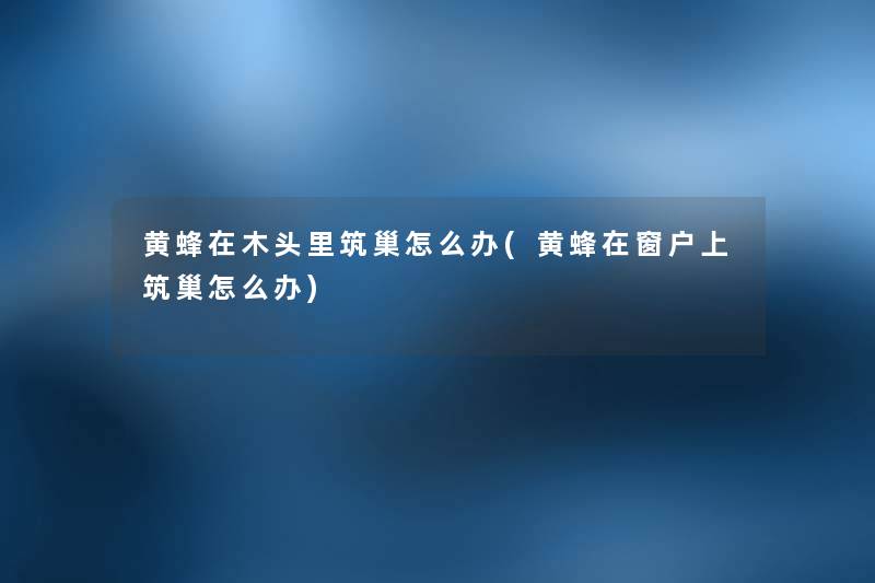 黄蜂在木头里筑巢怎么办(黄蜂在窗户上筑巢怎么办) 黄蜂在木头里筑巢怎么办(黄蜂在窗户上筑巢怎么办)
