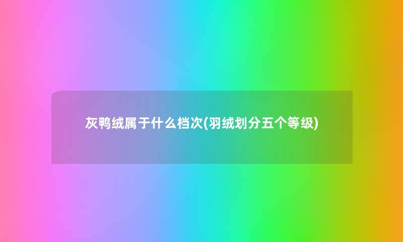 灰鸭绒属于什么档次(羽绒划分五个等级)