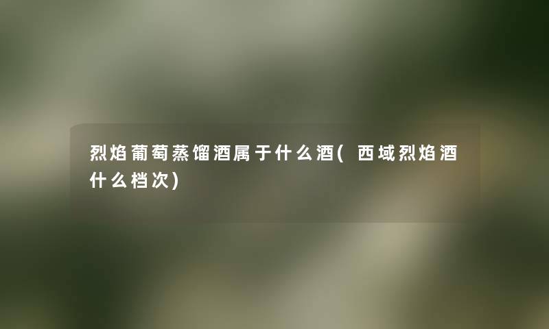 烈焰葡萄蒸馏酒属于什么酒(西域烈焰酒什么档次) 烈焰葡萄蒸馏酒属于什么酒(西域烈焰酒什么档次)