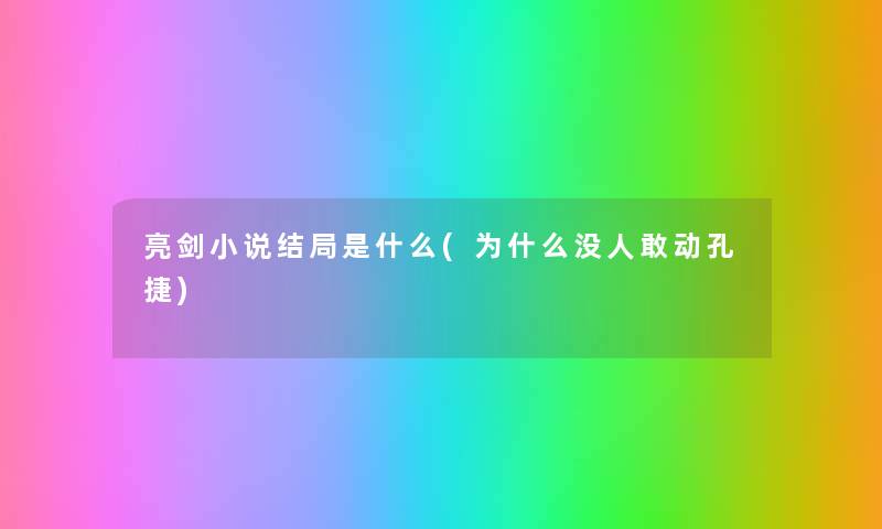 亮剑小说结局是什么(为什么没人敢动孔捷) 亮剑小说结局是什么(为什么没人敢动孔捷)