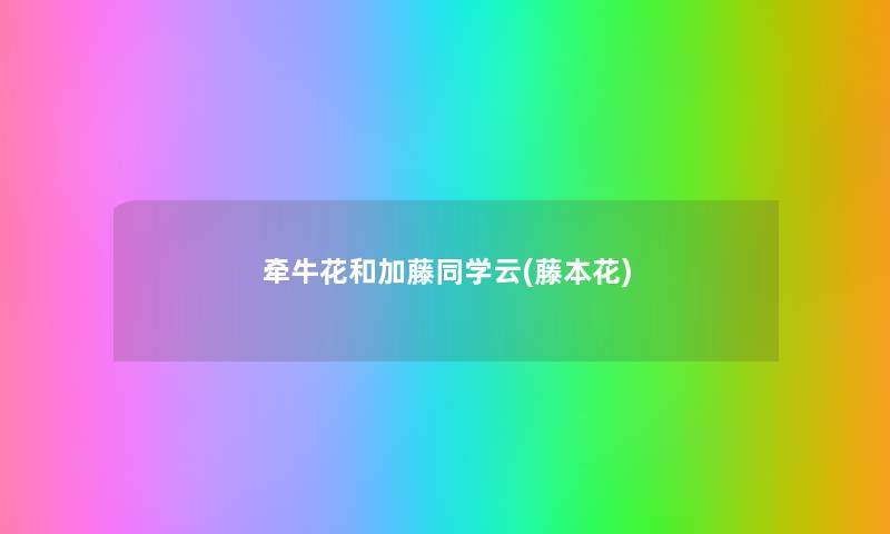 牵牛花和加藤同学云(藤本花)