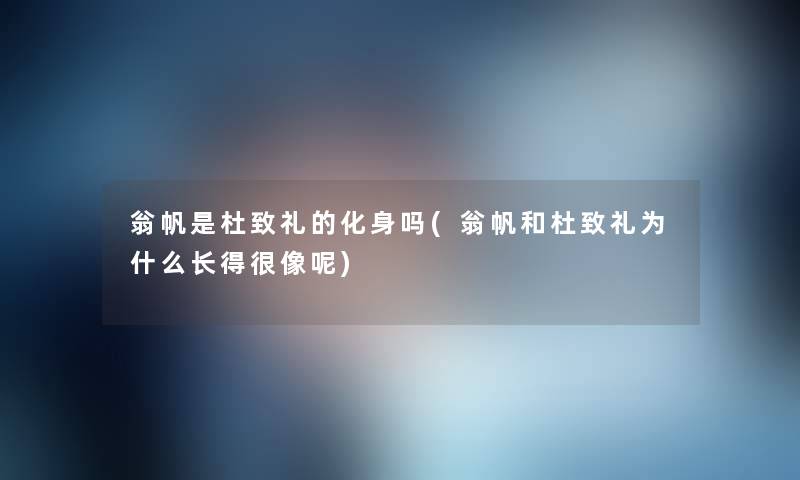 翁帆是杜致礼的化身吗(翁帆和杜致礼为什么长得很像呢) 翁帆是杜致礼的化身吗(翁帆和杜致礼为什么长得很像呢)