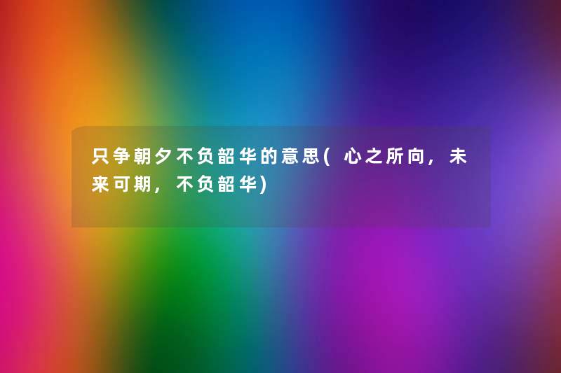 只争朝夕不负韶华的意思(心之所向,未来可期,不负韶华) 只争朝夕不负韶华的意思(心之所向,未来可期,不负韶华)