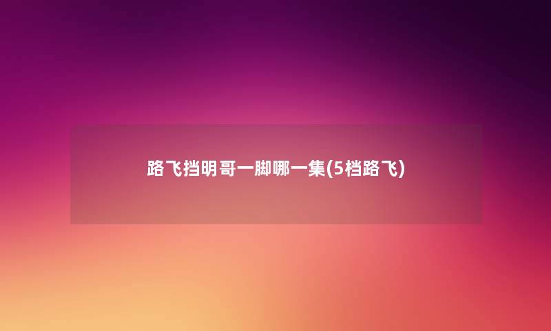 路飞挡明哥一脚哪一集(5档路飞) 路飞挡明哥一脚哪一集(5档路飞)