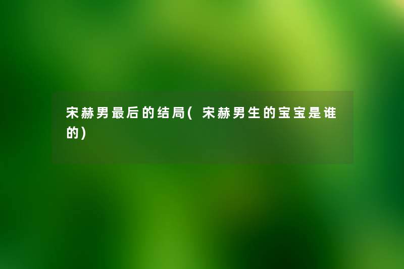 宋赫男这里要说的结局(宋赫男生的宝宝是谁的) 宋赫男这里要说的结局(宋赫男生的宝宝是谁的)