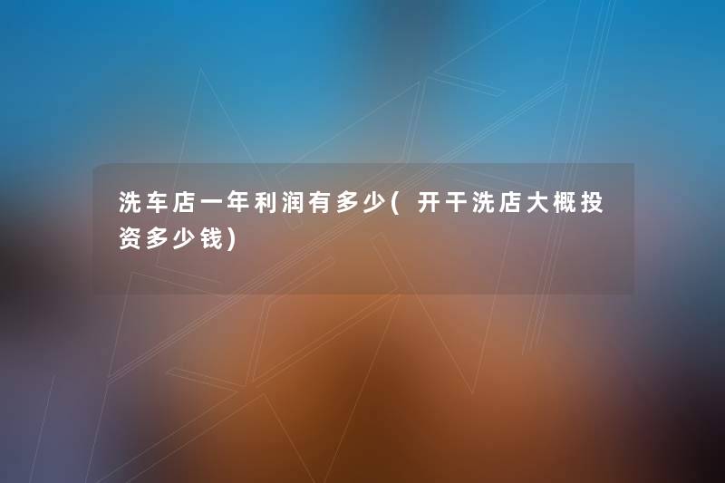 洗车店一年利润有多少(开干洗店大概投资多少钱) 洗车店一年利润有多少(开干洗店大概投资多少钱)