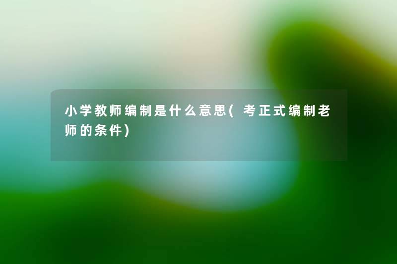 小学教师编制是什么意思(考正式编制老师的条件) 小学教师编制是什么意思(考正式编制老师的条件)