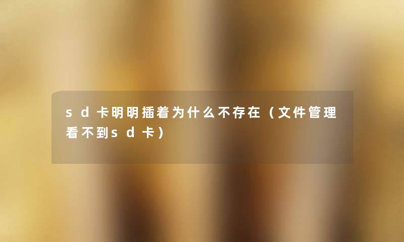 sd卡明明插着为什么不存在(文件管理看不到sd卡) sd卡明明插着为什么不存在(文件管理看不到sd卡)
