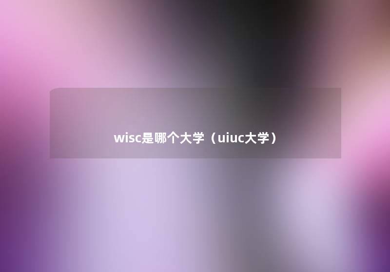 wisc是哪个大学(uiuc大学) wisc是哪个大学(uiuc大学)