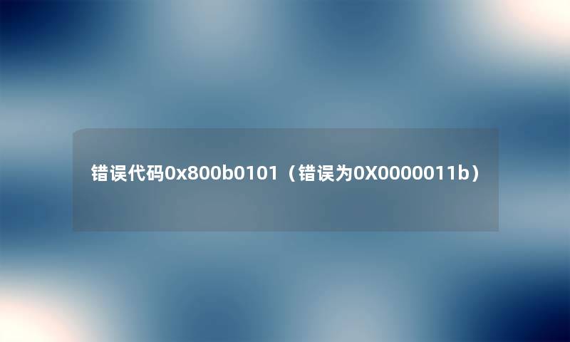 错误代码0x800b0101(错误为0X0000011b) 错误代码0x800b0101(错误为0X0000011b)