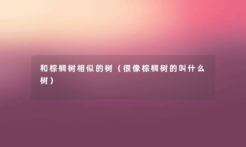 和棕榈树相似的树(很像棕榈树的叫什么树) 和棕榈树相似的树(很像棕榈树的叫什么树)