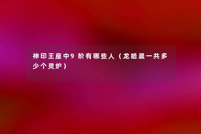 神印王座中9阶有哪些人(龙皓晨一共多少个灵炉) 神印王座中9阶有哪些人(龙皓晨一共多少个灵炉)