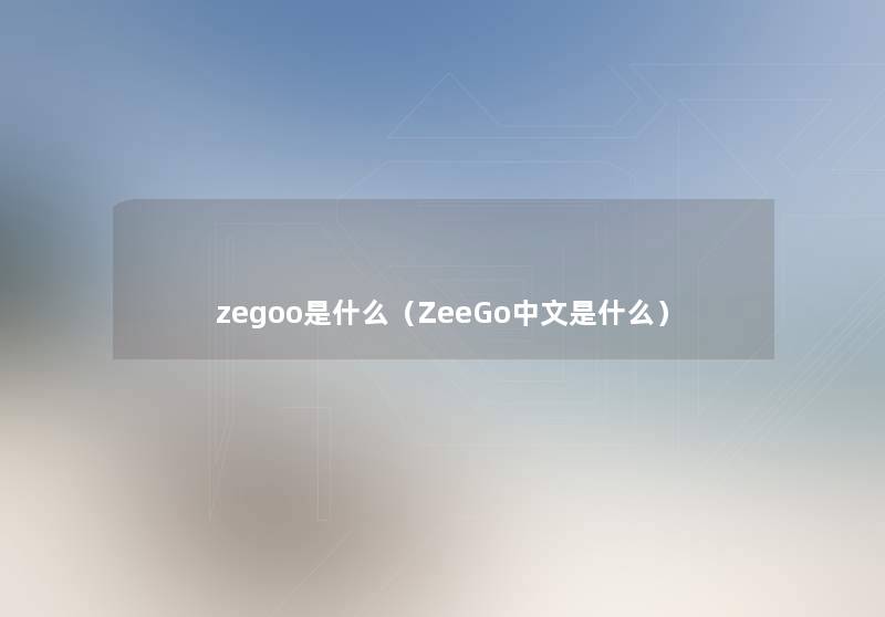 zegoo是什么（ZeeGo中文是什么）