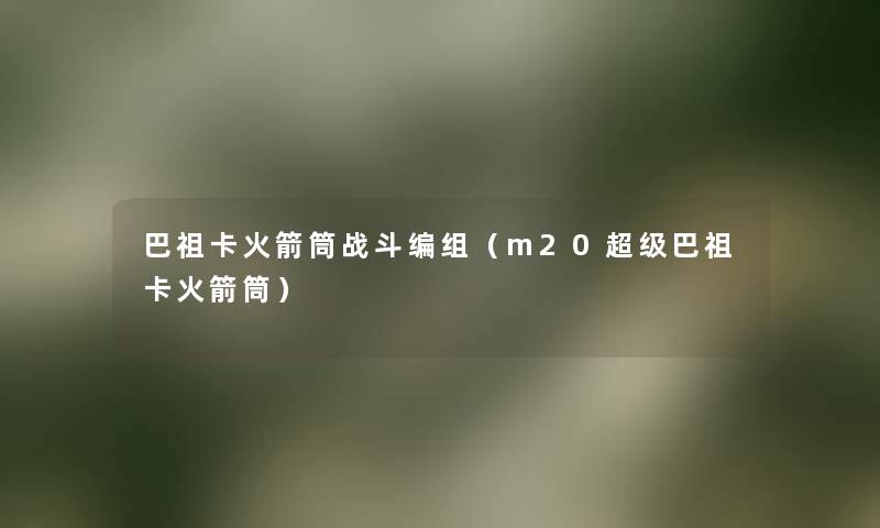 巴祖卡火箭筒战斗编组(m20超级巴祖卡火箭筒) 巴祖卡火箭筒战斗编组(m20超级巴祖卡火箭筒)