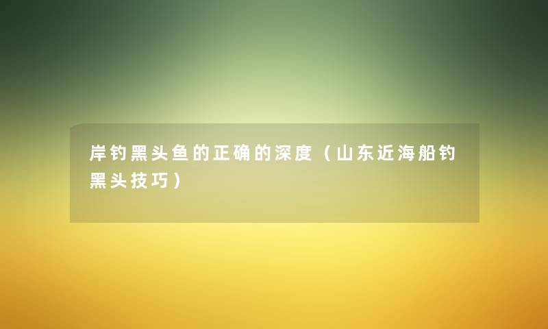 岸钓黑头鱼的正确的深度(山东近海船钓黑头技巧) 岸钓黑头鱼的正确的深度(山东近海船钓黑头技巧)