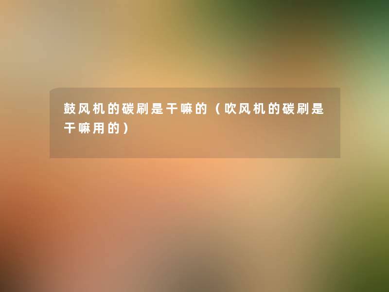 鼓风机的碳刷是干嘛的(吹风机的碳刷是干嘛用的) 鼓风机的碳刷是干嘛的(吹风机的碳刷是干嘛用的)