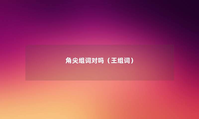 角尖组词对吗(王组词) 角尖组词对吗(王组词)