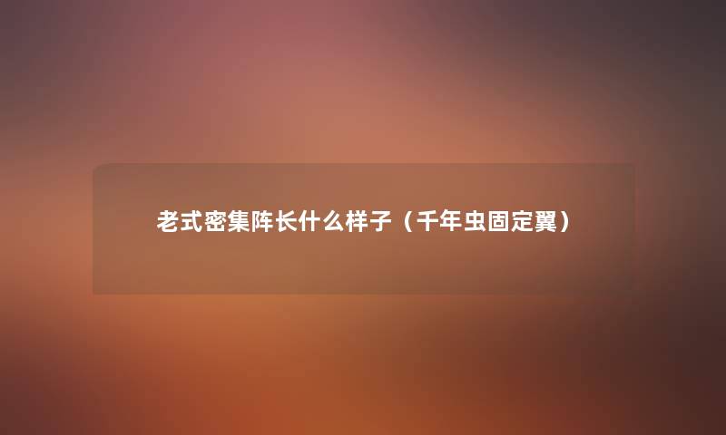 老式密集阵长什么样子(千年虫固定翼) 老式密集阵长什么样子(千年虫固定翼)